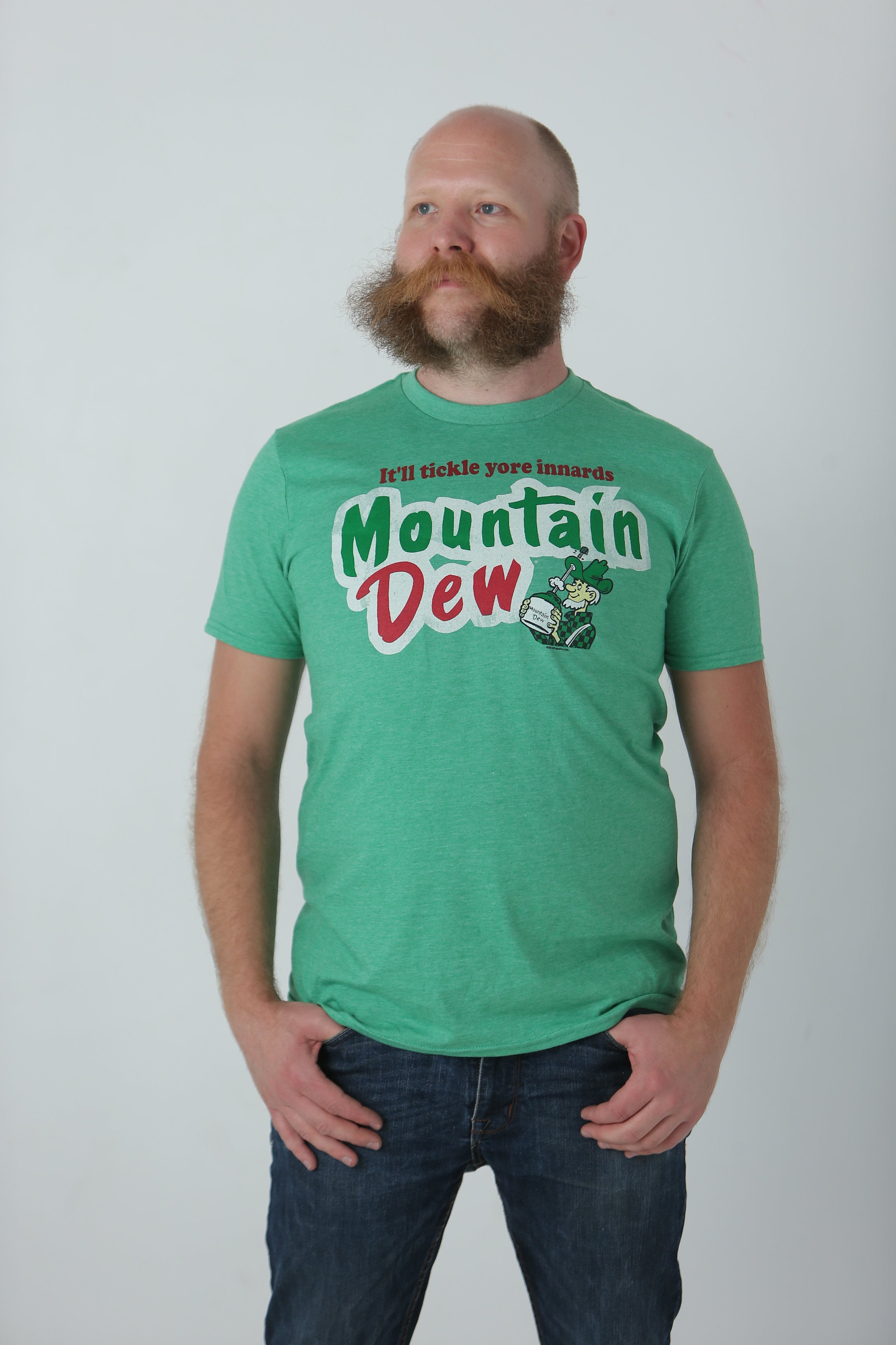 Tee Luv T-shirt rétro Drink Mountain Dew pour homme - Logo Mt Dew vieilli, Bruyère de, Petit Tee Luv T-shirt rétro Drink Mountain Dew pour homme - Logo Mt Dew vieilli, Bruyère de, Petit